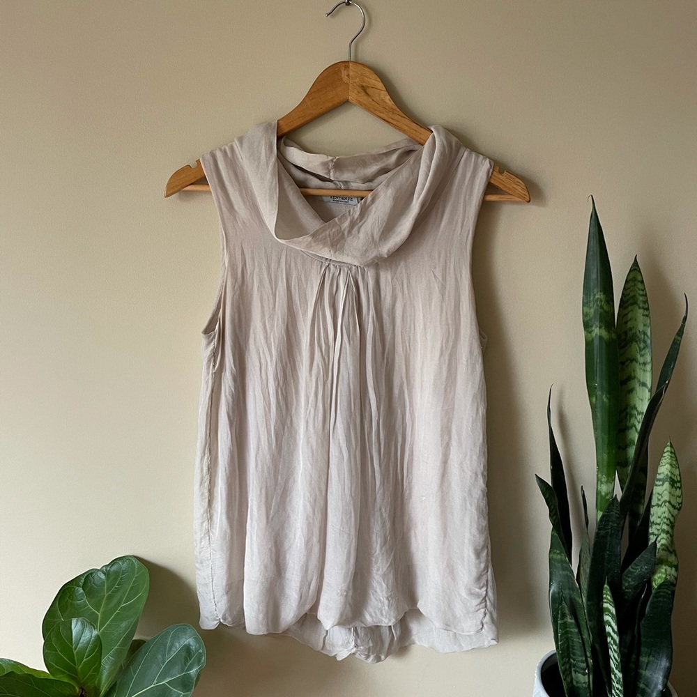 Silk Cowl Neck Sleeveless Blouse